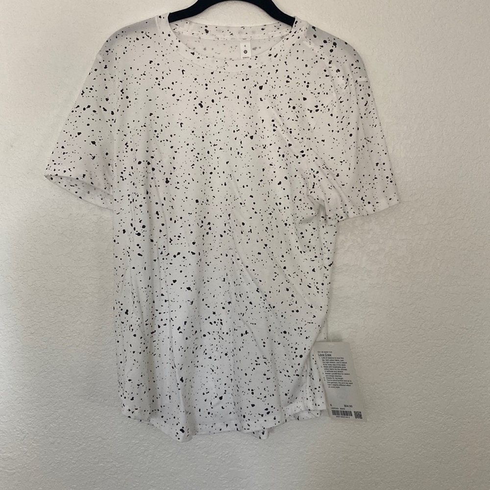 White Tee with Black Splatters